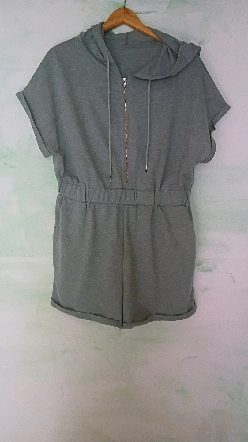 Shein Women's Grey Hooded Romper