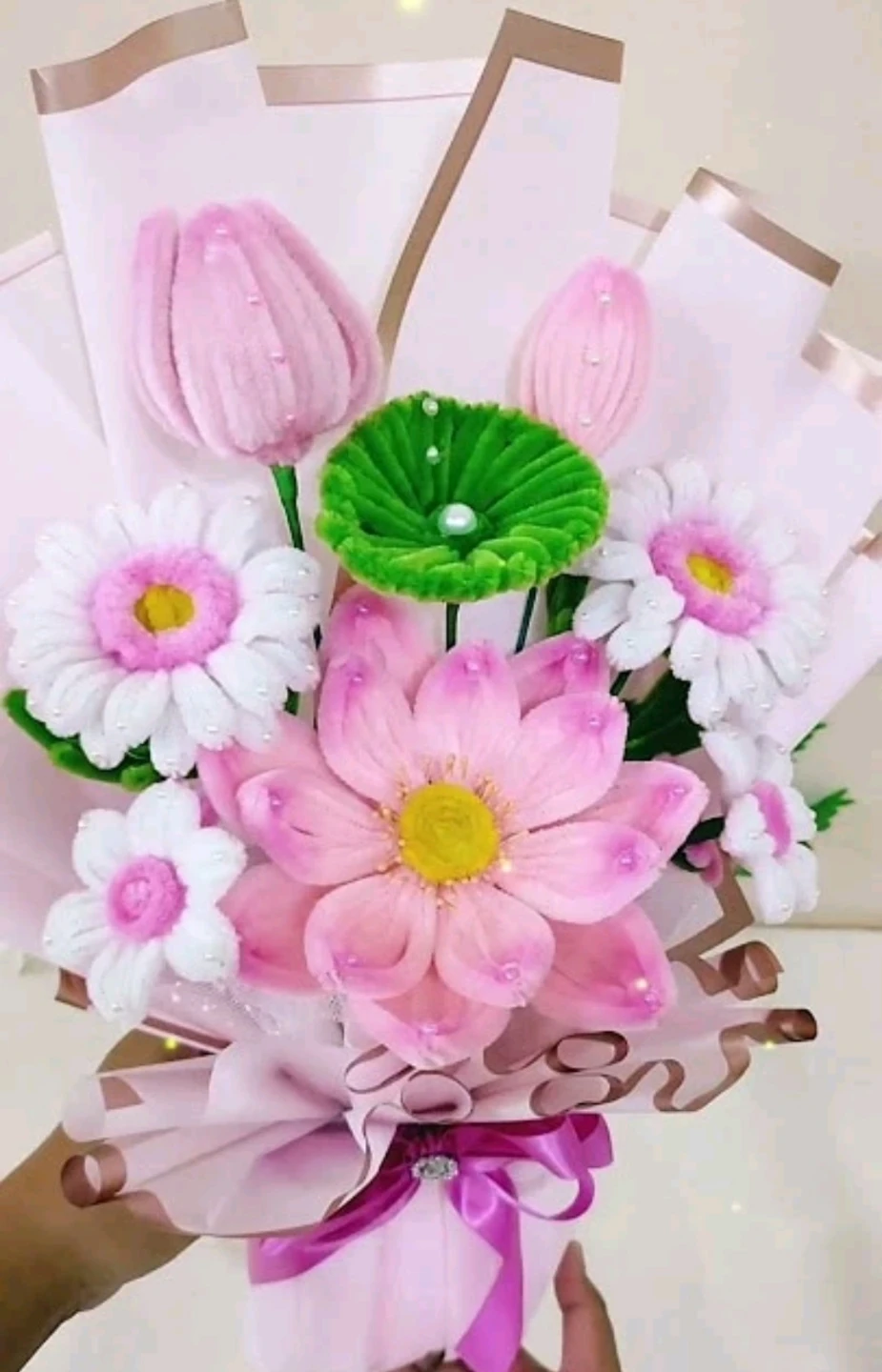 Nush handmade pink and White Flower Bouquet