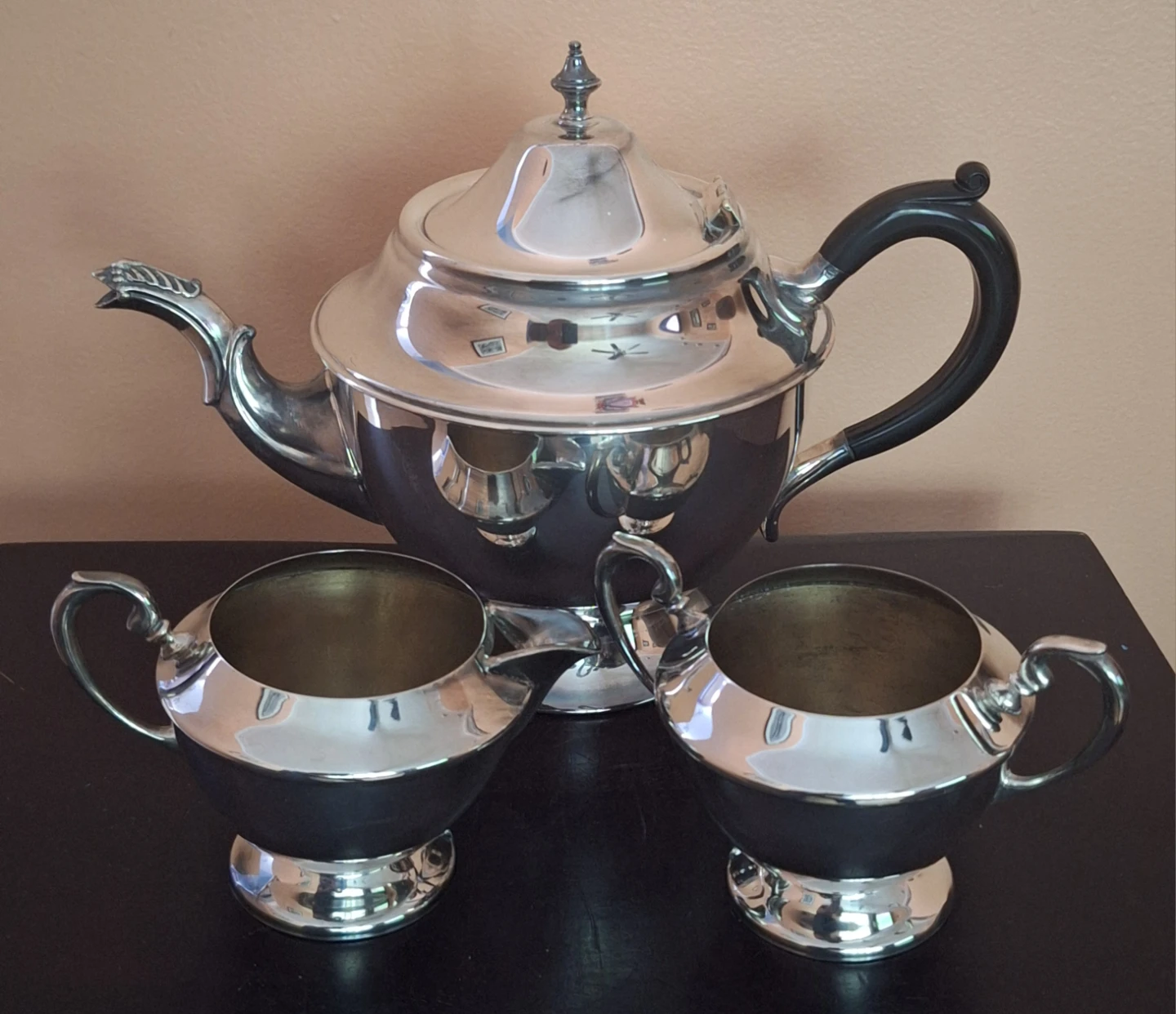 Vintage Silver Plated Teapot with Creamer and Sugar Set England