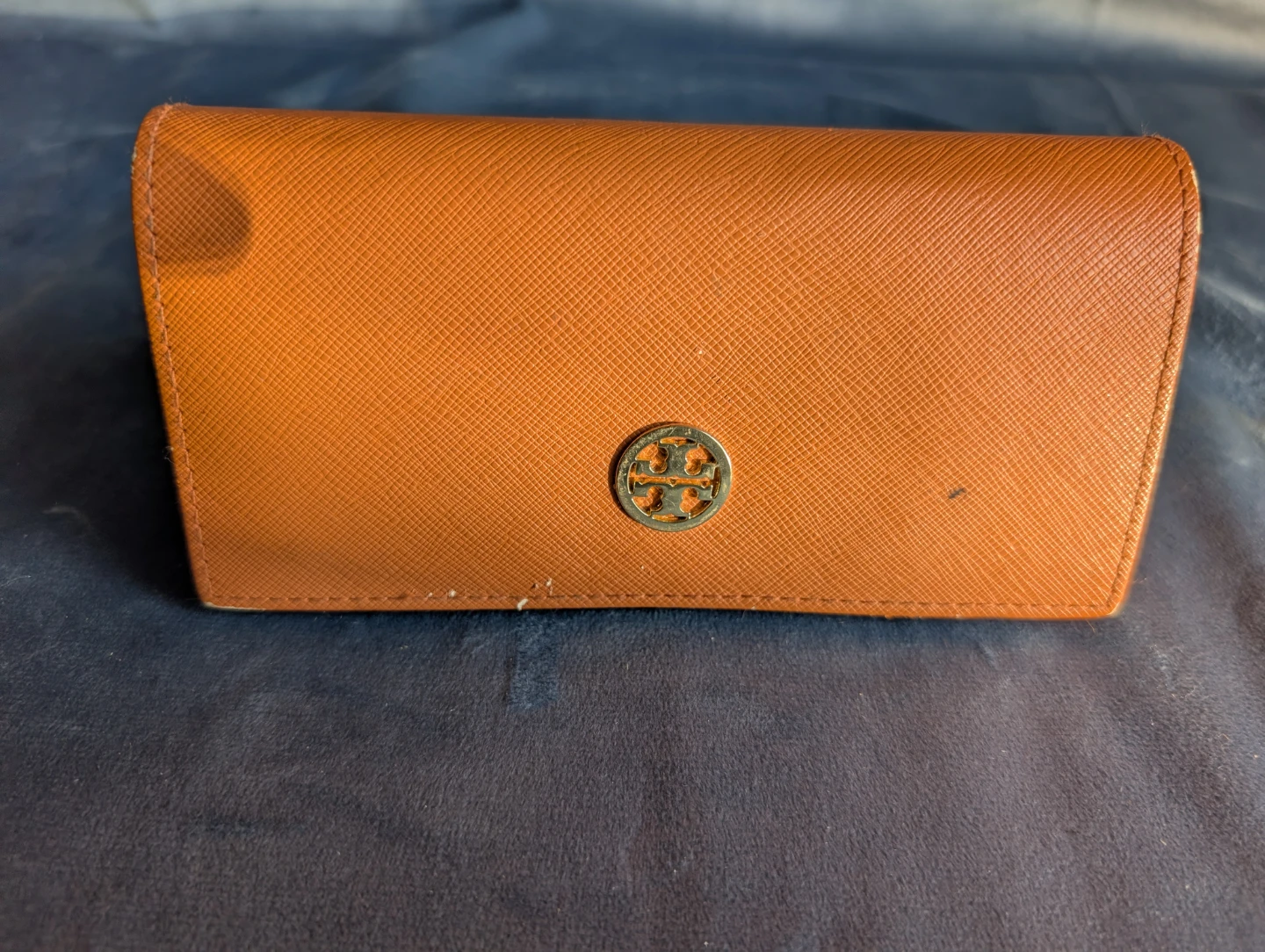 Tory Burch Orange Saffiano Leather Glasses Case
