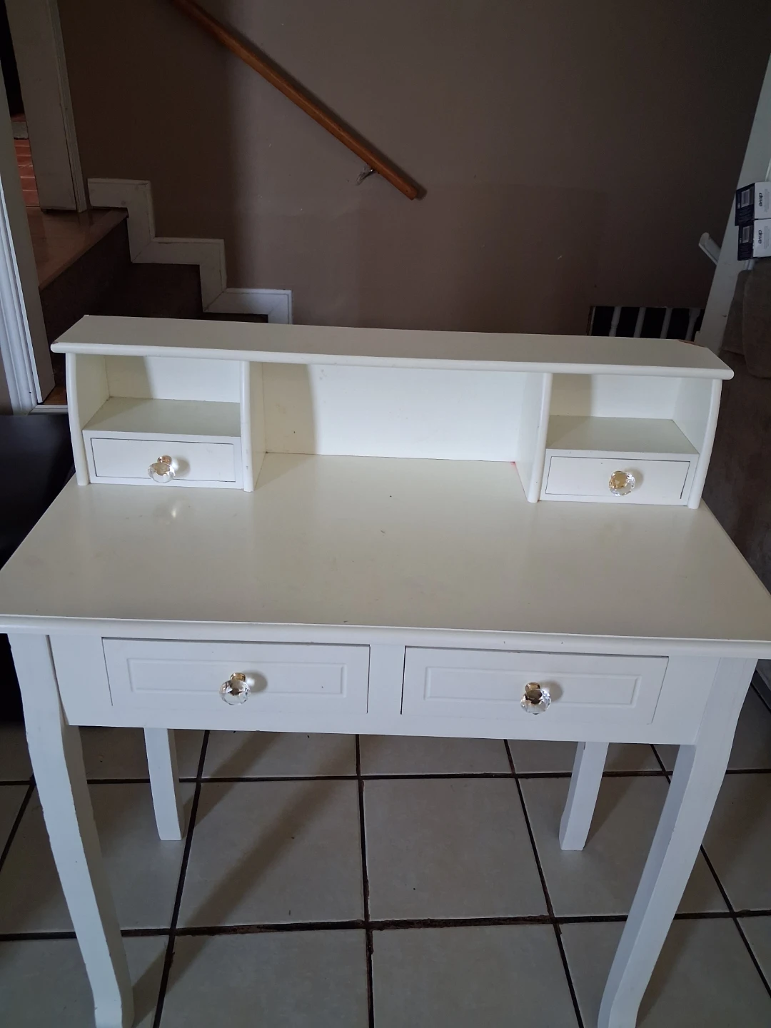 White Vanity Desk with Drawers - photo 2