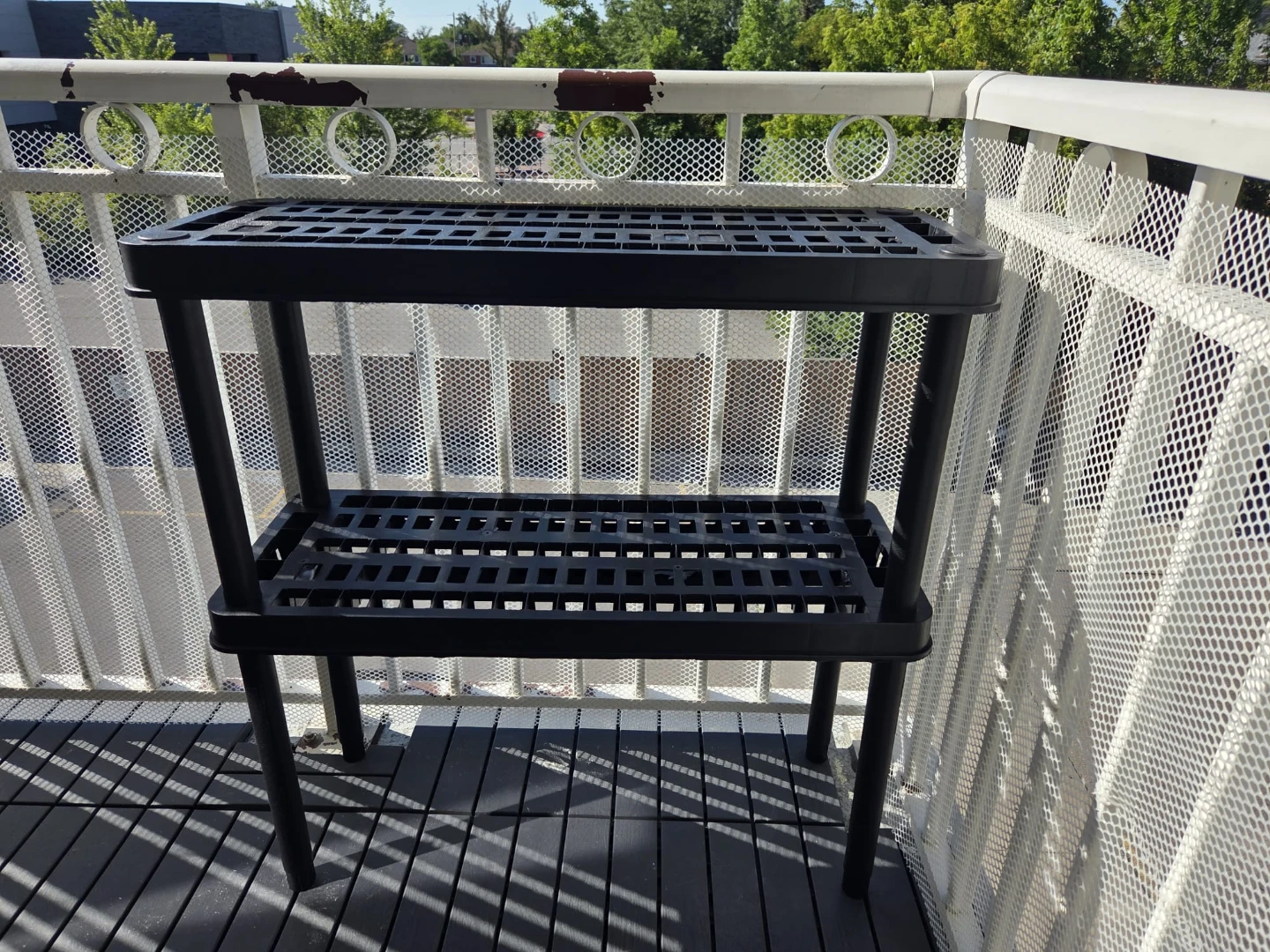 Black 2-Tier Plastic Shelving Unit