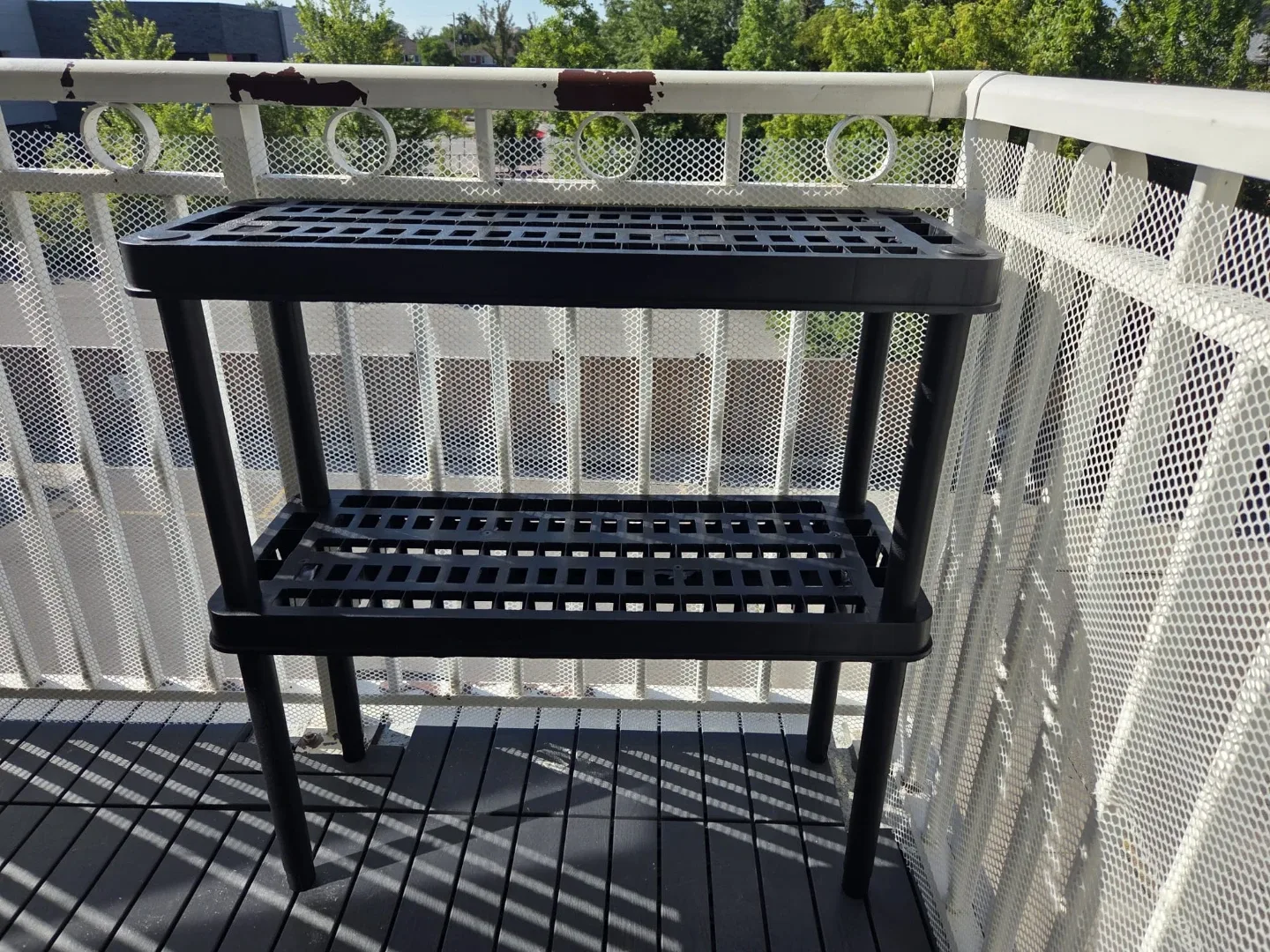 Black 2-Tier Plastic Shelving Unit