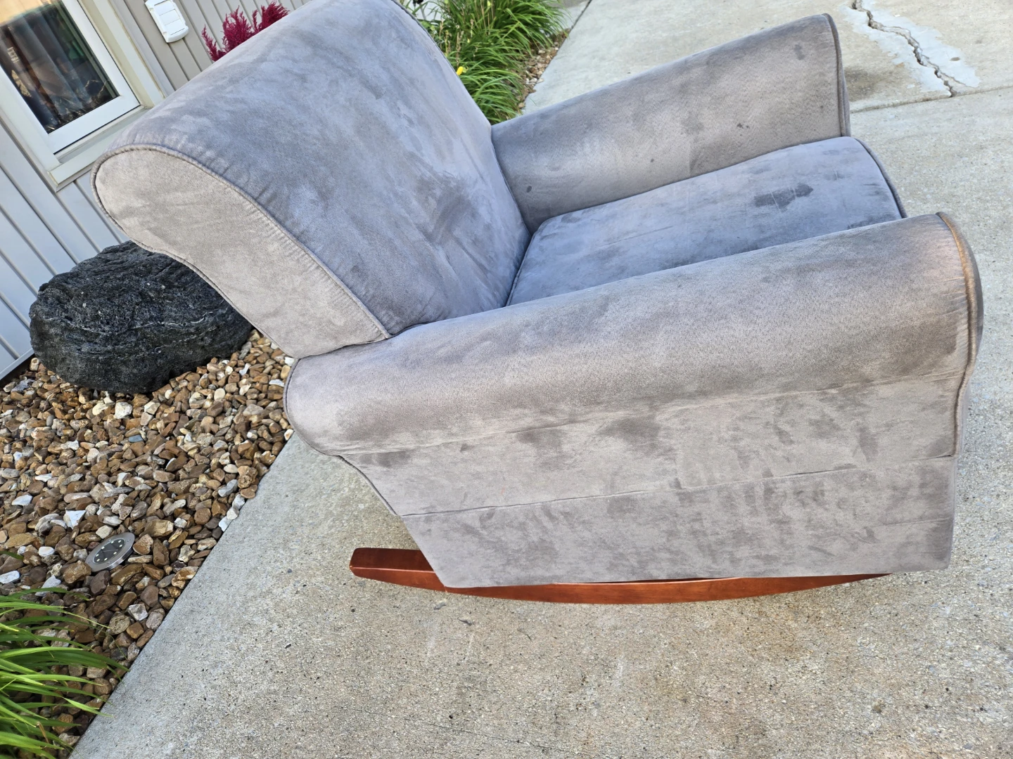 Gray Suede Rocking Chair - photo 2