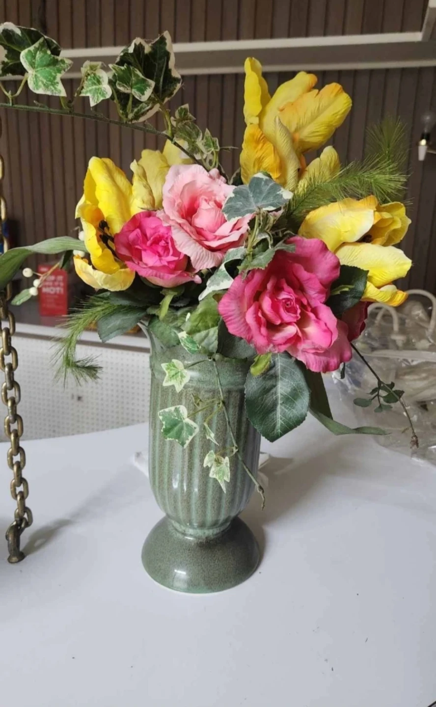 Artificial Flower Arrangement in Green Vase
