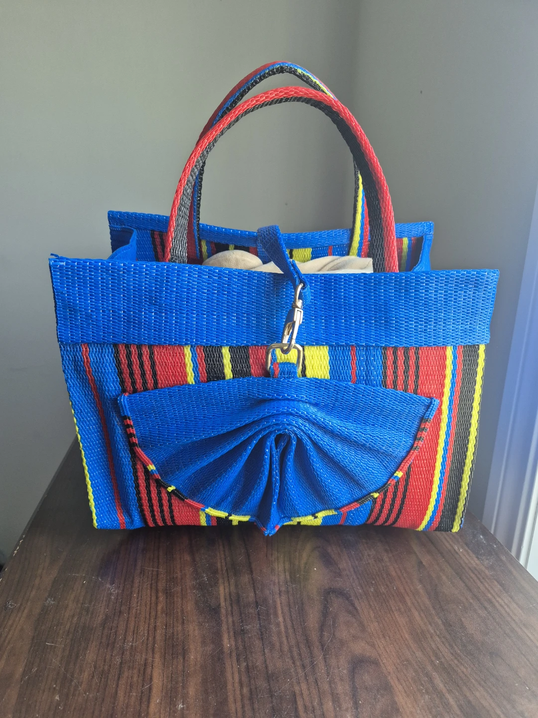 Blue Woven Tote Bag