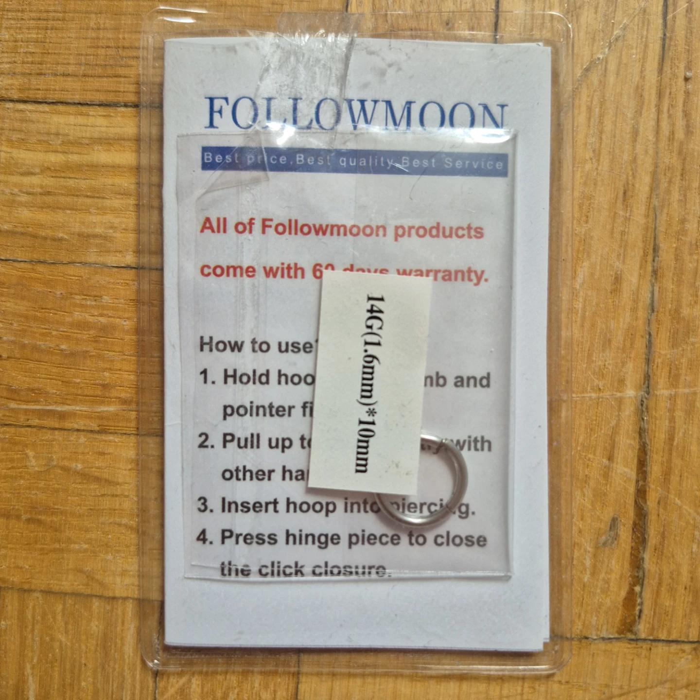 2 x FOLLOWMOON Hinged Segment Ring - 14G (1.6mm) * 10mm - photo 2