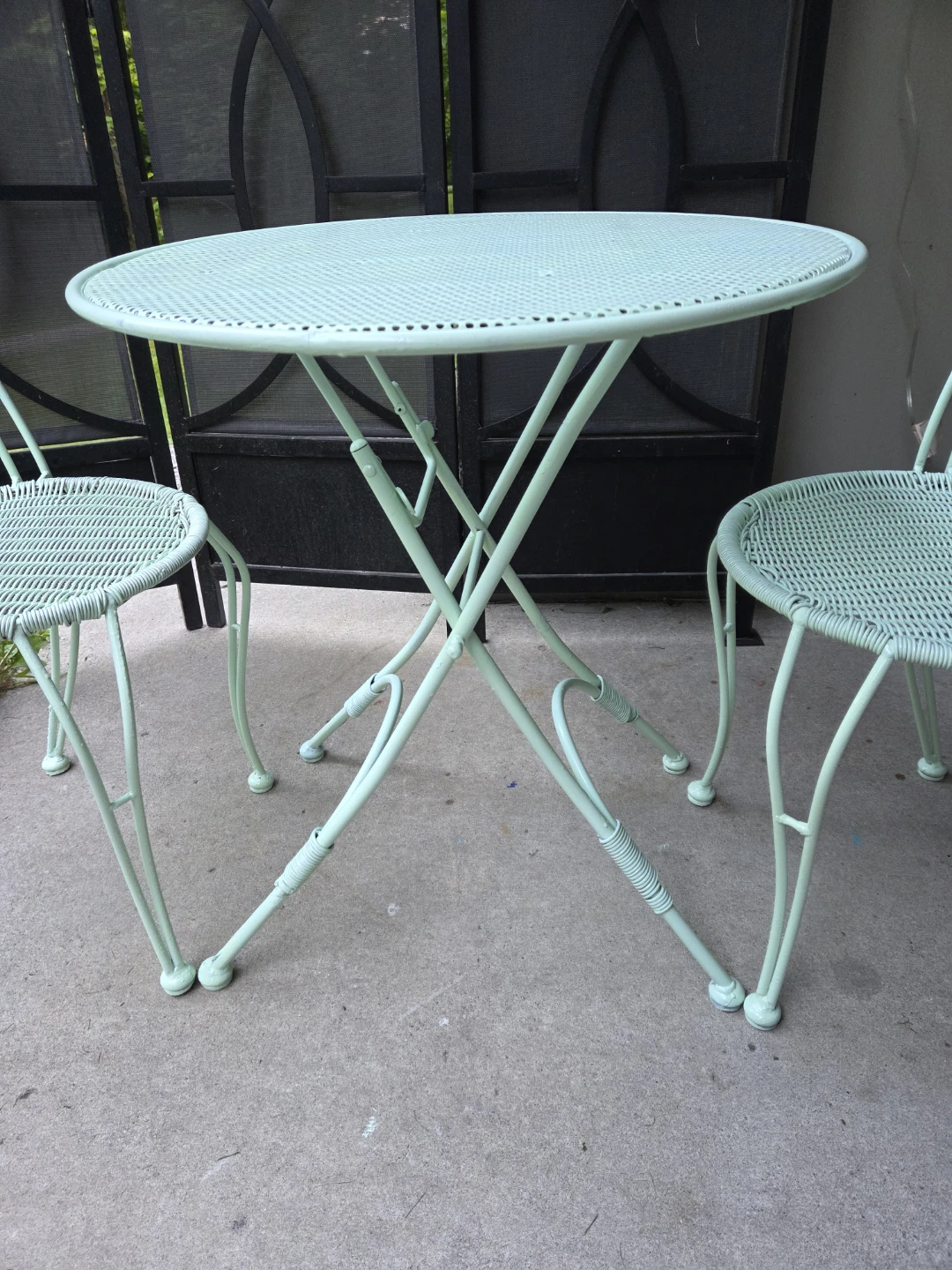 Charming Mint Green Bistro Set W/ Folding Table