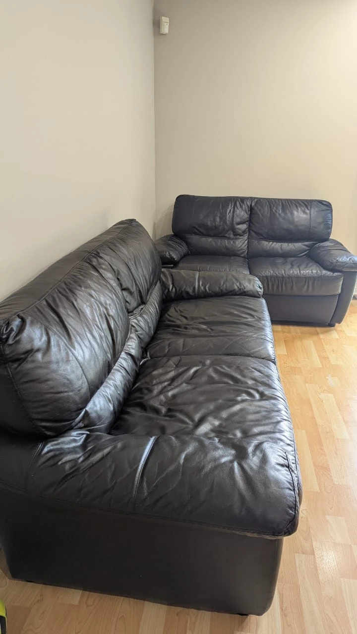 Black Leather Loveseat and Sofa Set
