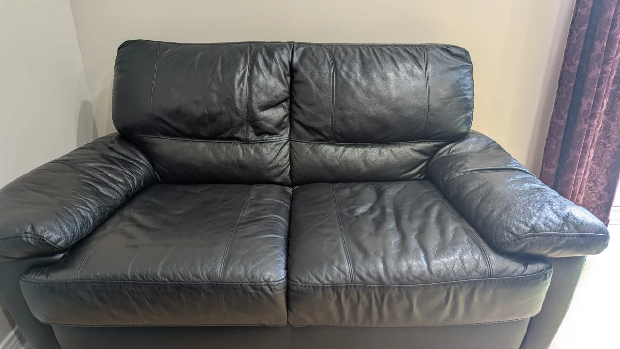 Black Leather Loveseat and Sofa Set - photo 2