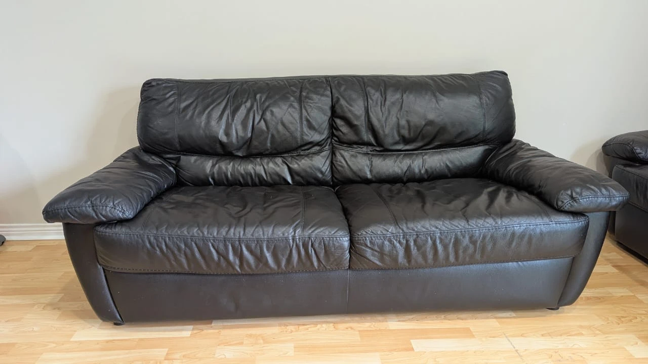 Black Leather Loveseat and Sofa Set - photo 4