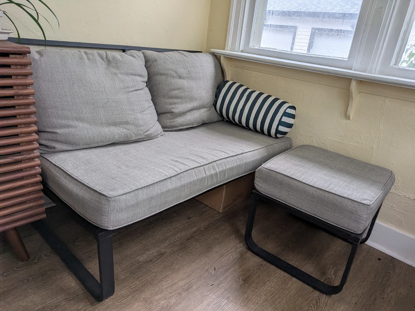 Grey Modern Outdoor Loveseat with Ottoman