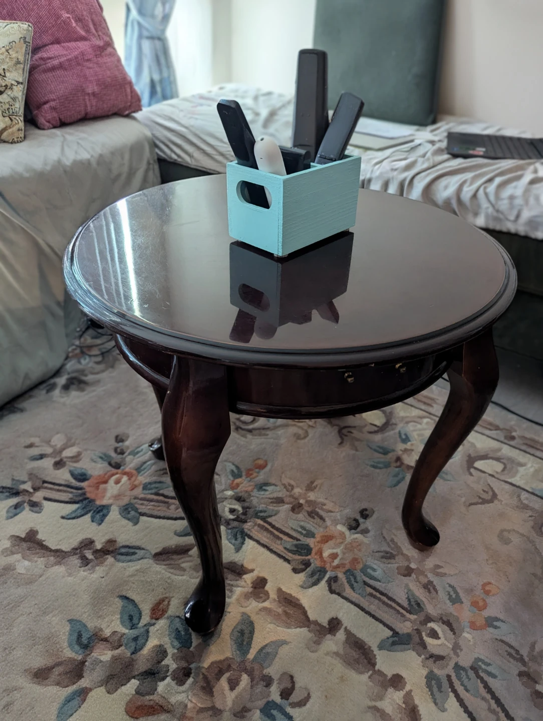 Side Table Rich Dark Mahogany Brown - photo 2