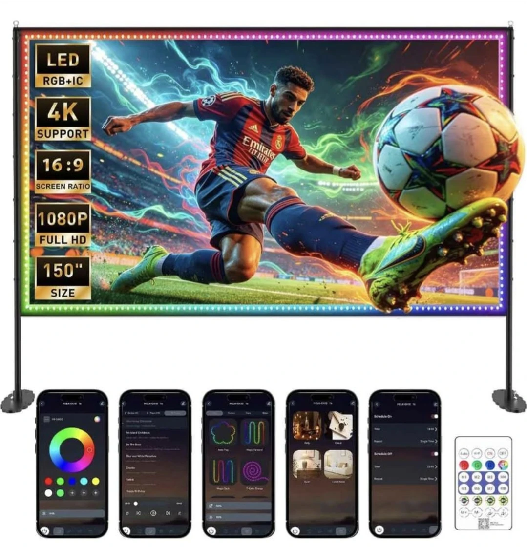 150-inch 4K LED Outdoor Projector Screen with RGB IC Lights
