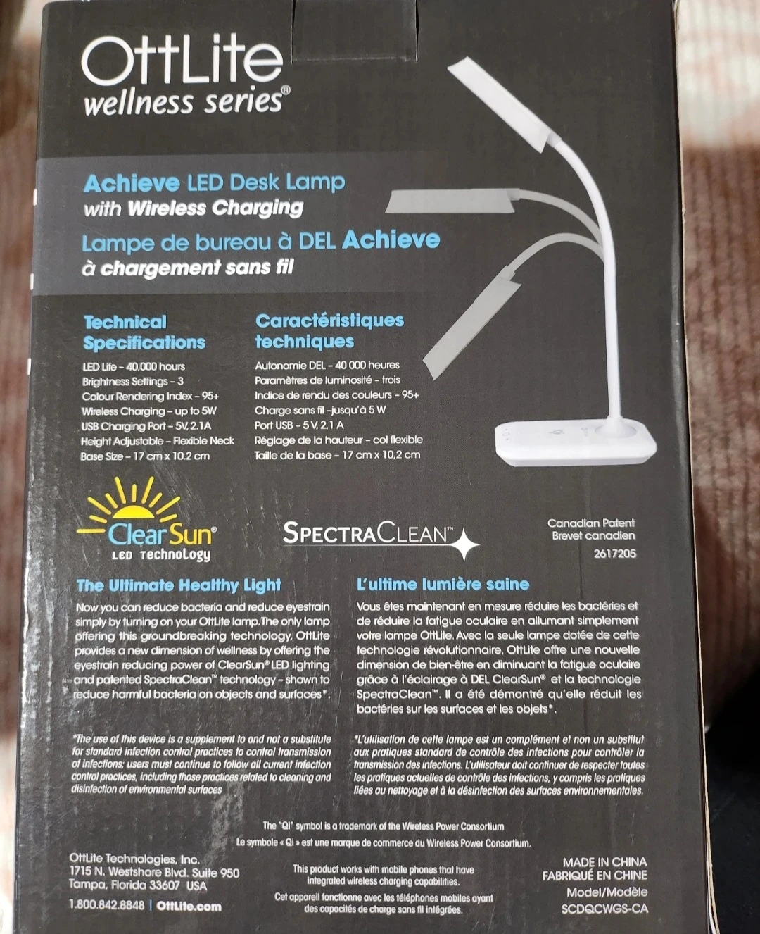 OttLite SpectraClean LED Desk Lamp with Wireless Charging - photo 5
