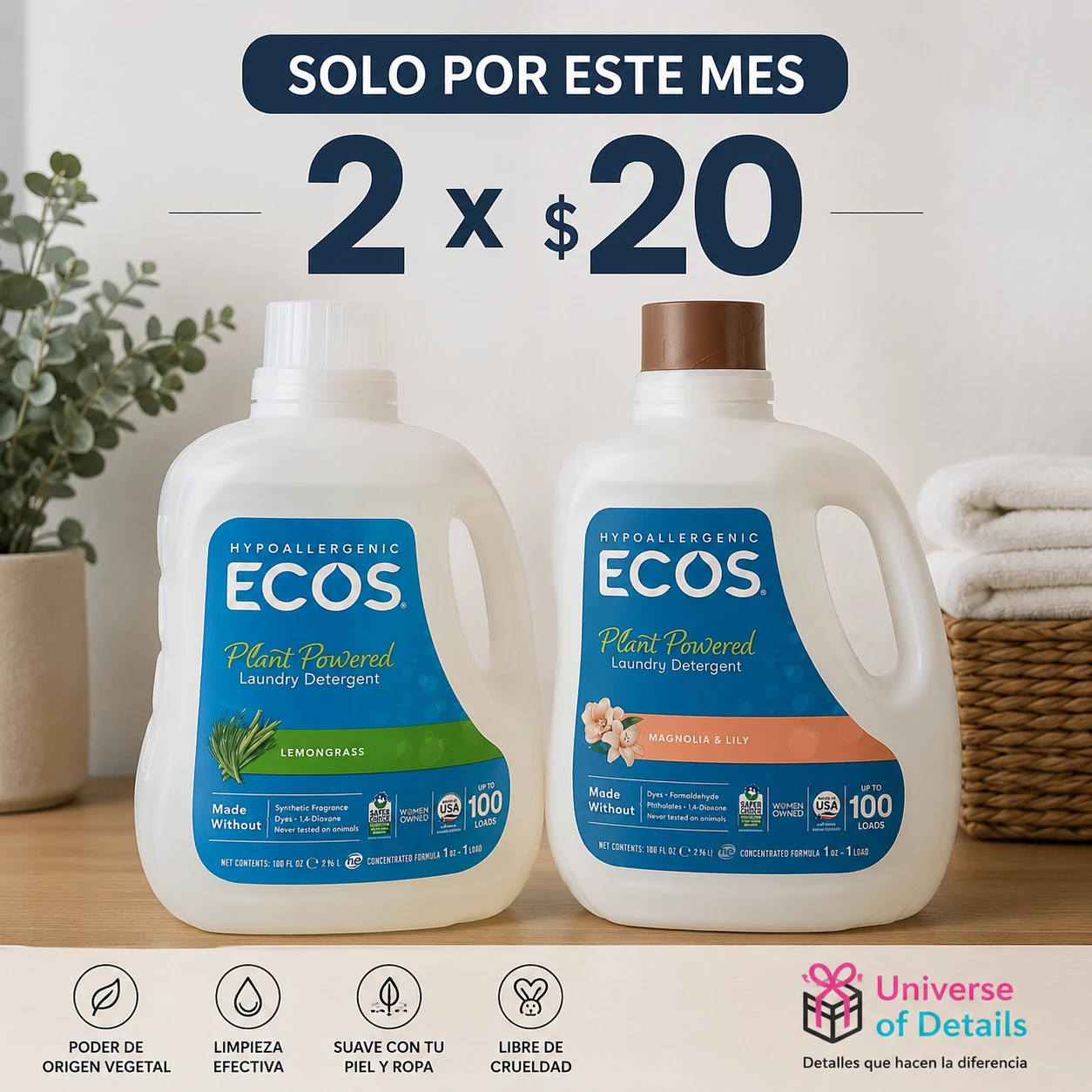 ECOS Plant Powered Laundry Detergent 2 x 100oz