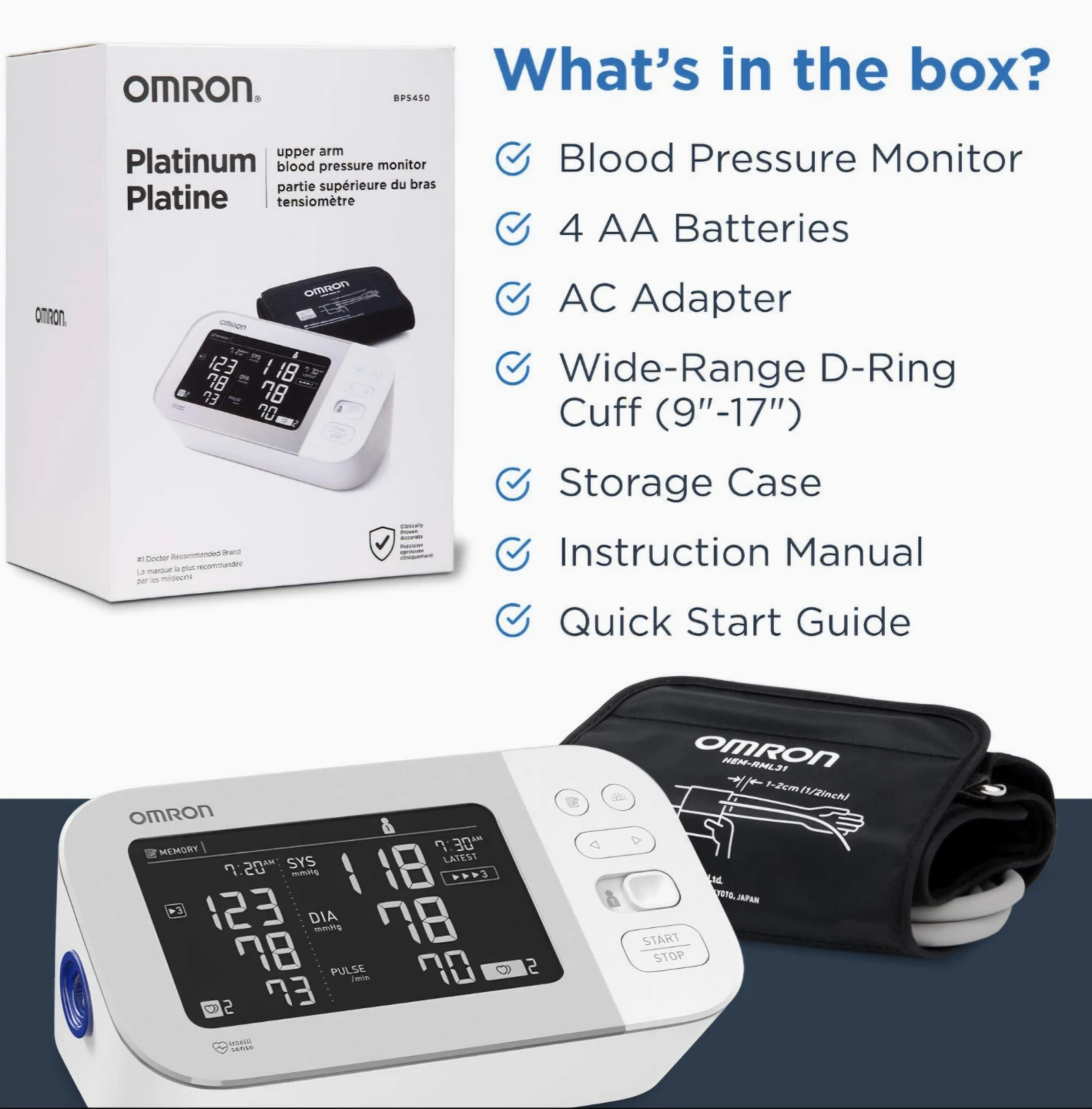 Omron Platinum Platine Upper Arm Blood Pressure Monitor