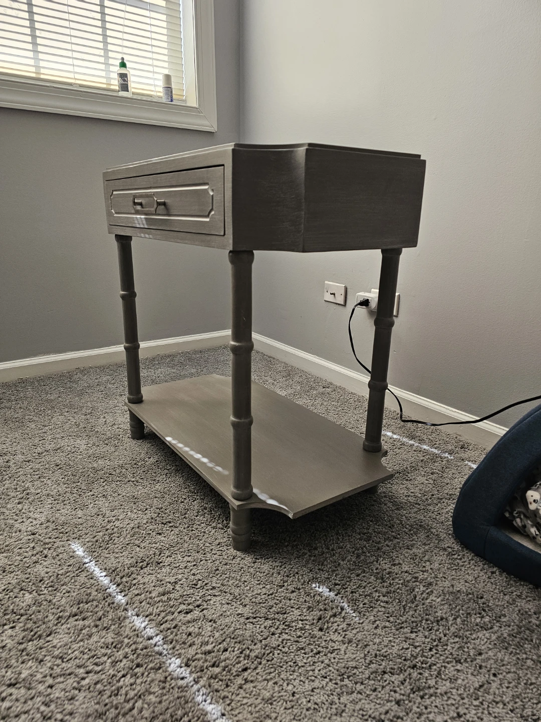 Gray Side Table with Drawer - photo 2