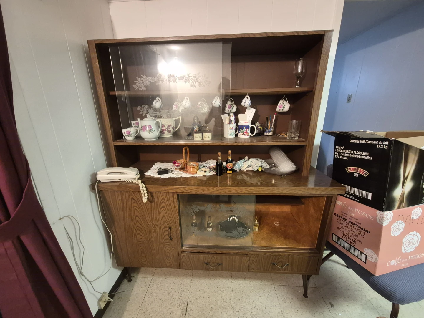 Vintage Wood Display Cabinet