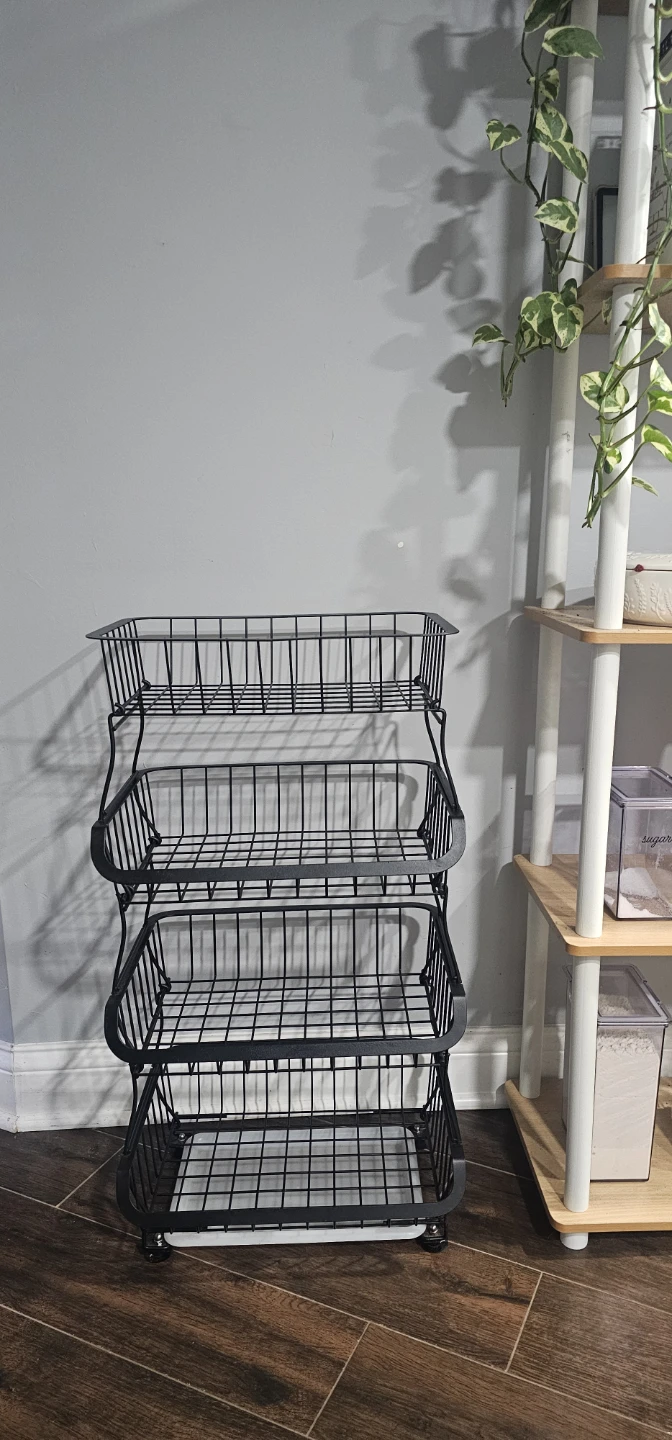 Black 4-Tier Rolling Storage Basket - photo 2