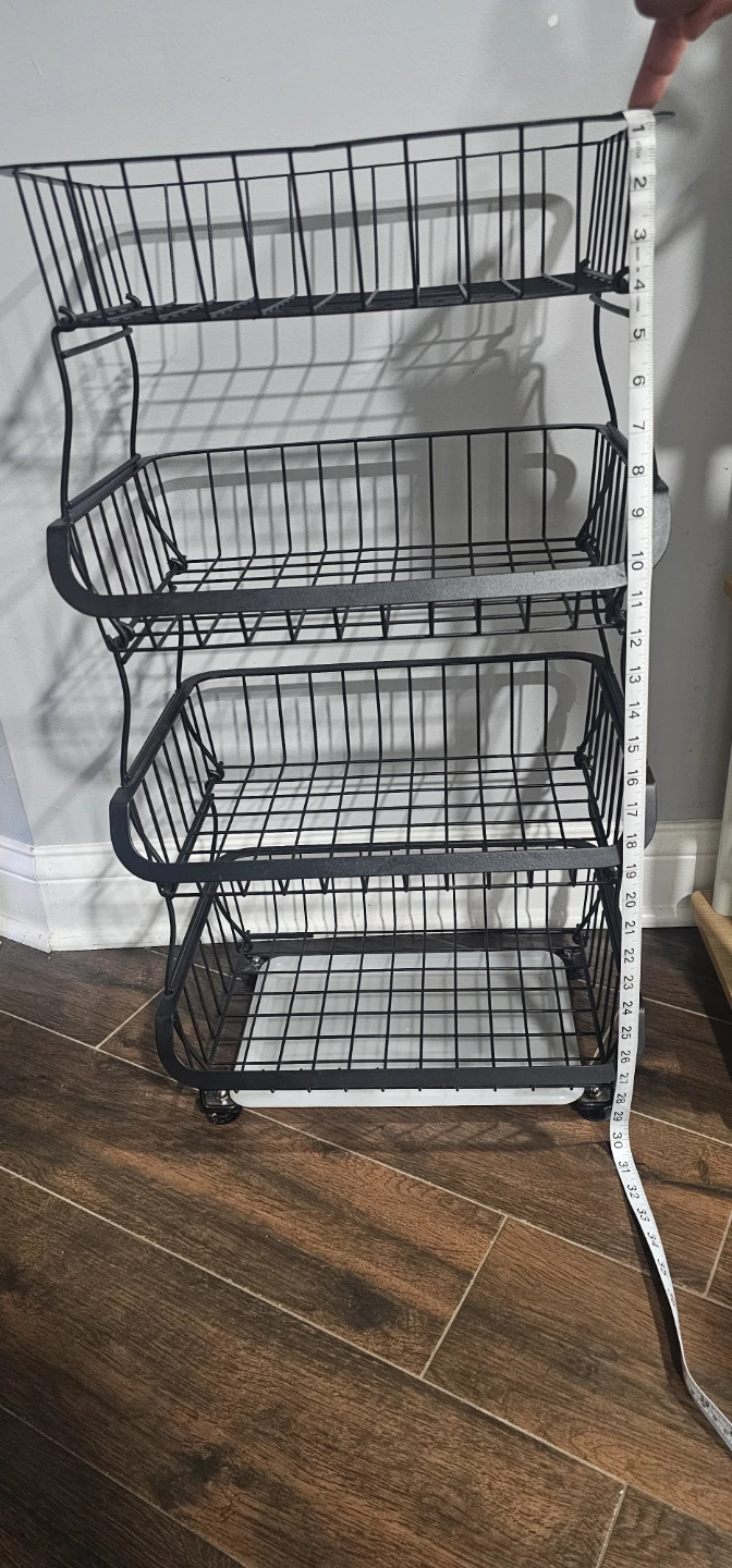 Black 4-Tier Rolling Storage Basket - photo 3
