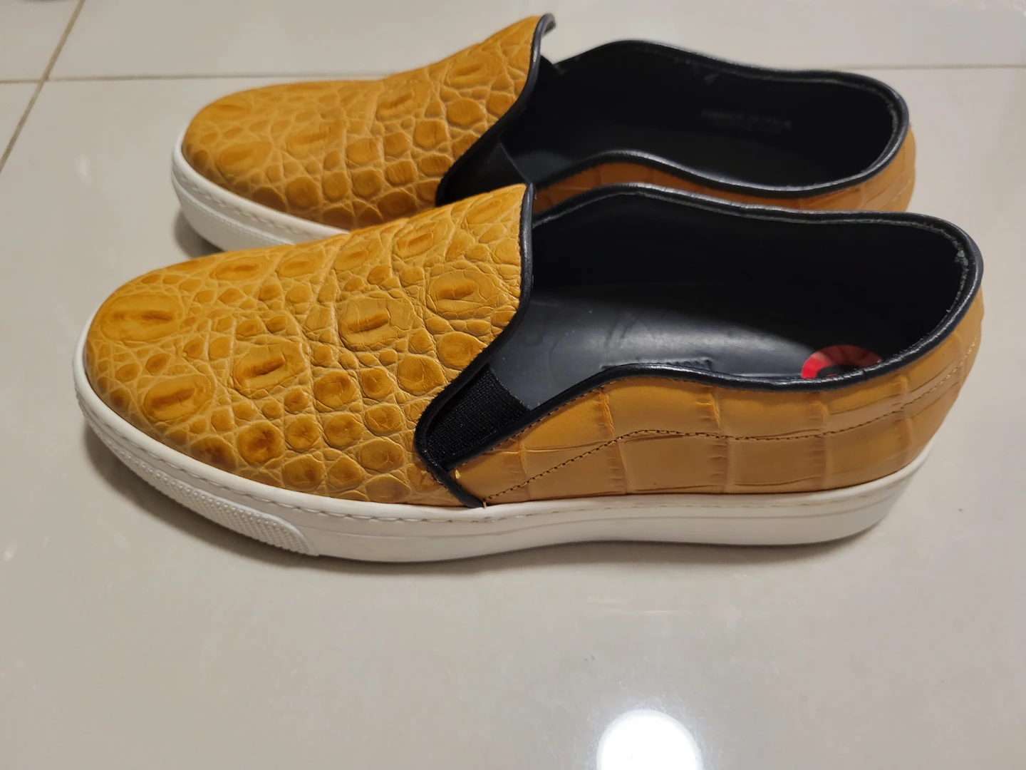 Brown Crocodile Embossed Slip-On Sneakers - Size 6 - photo 2