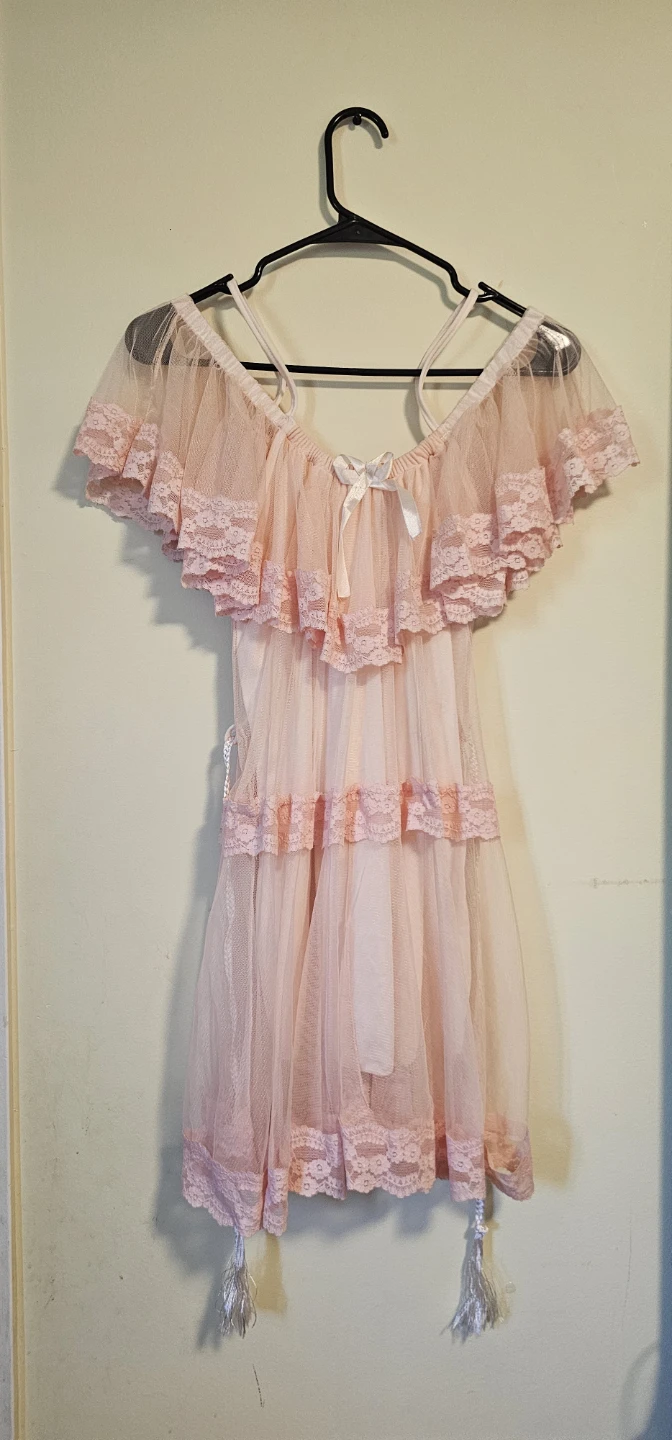 Pink Lace Tulle Babydoll Lingerie