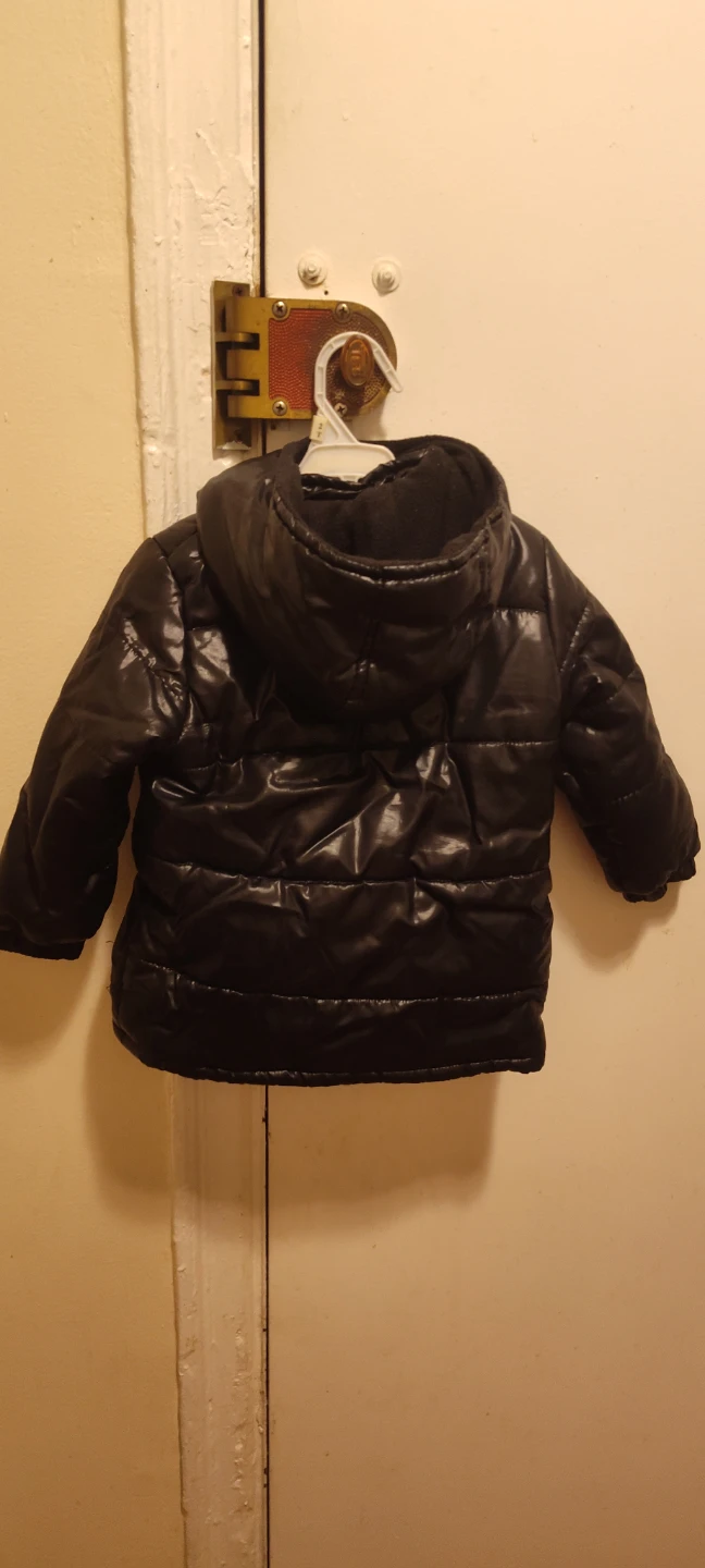 Black Puffer Jacket with Red Zipper Size 24months - photo 2