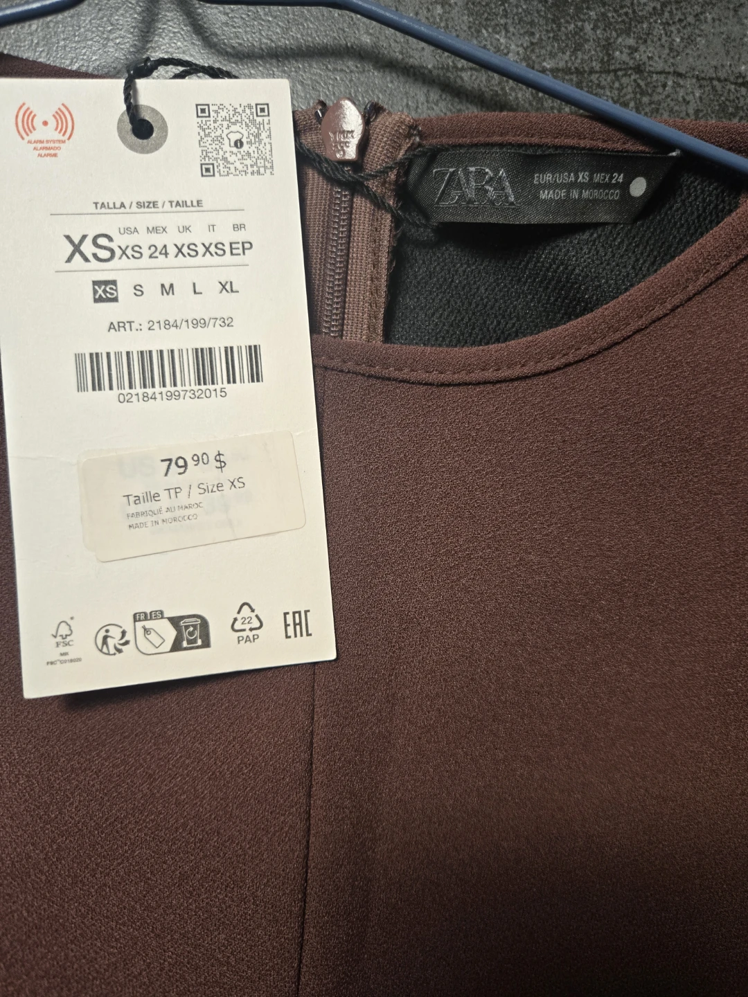 Zara Fit-and-Flare Midi Dress - Brown/Burgundy - Size XS (NWT) - photo 3