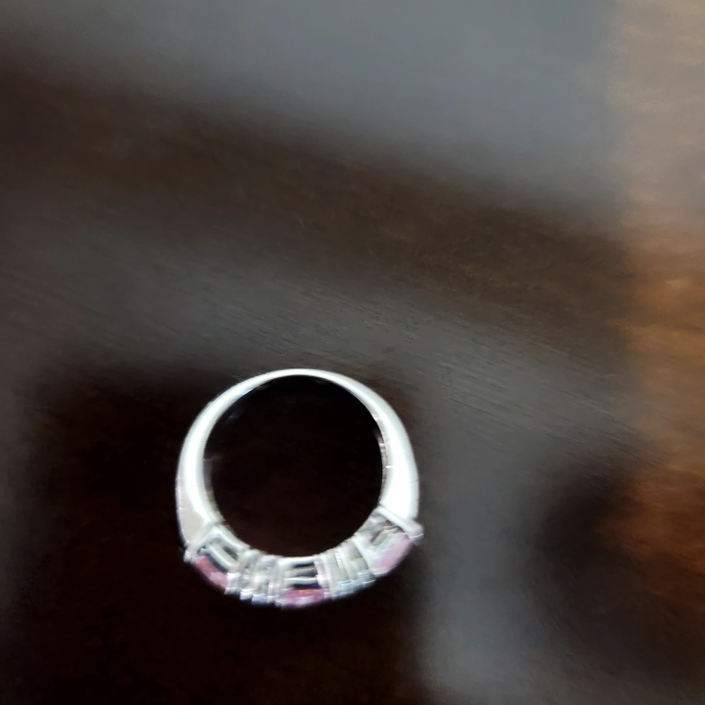 Silver-tone ring with pink and clear stones - photo 3