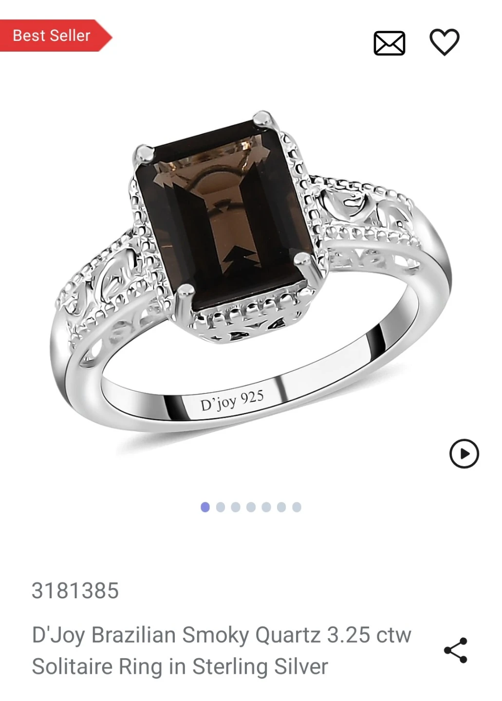 Brazilian smoky quartz ring