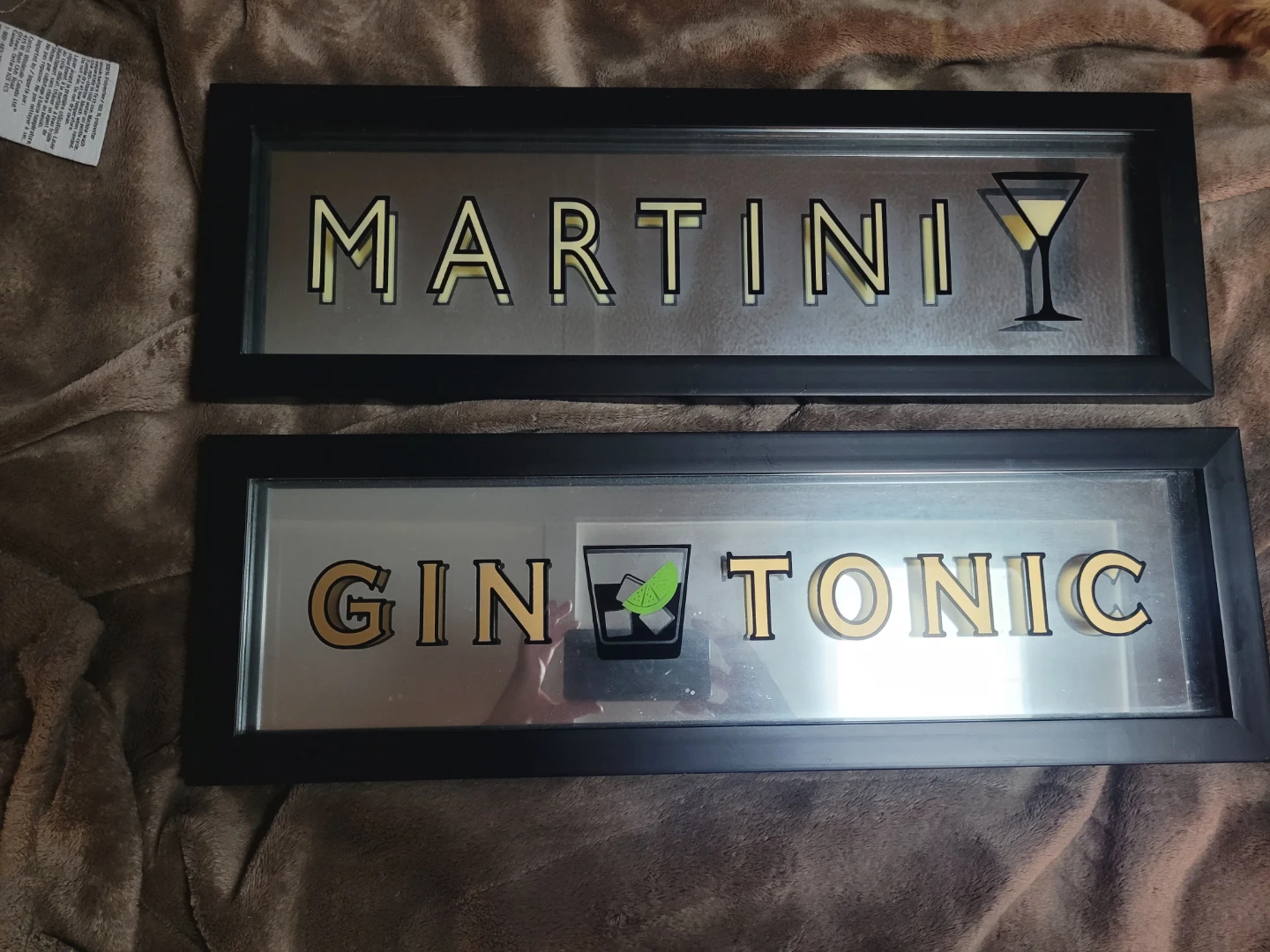 Martini and Gin Tonic Mirrored Signs Set