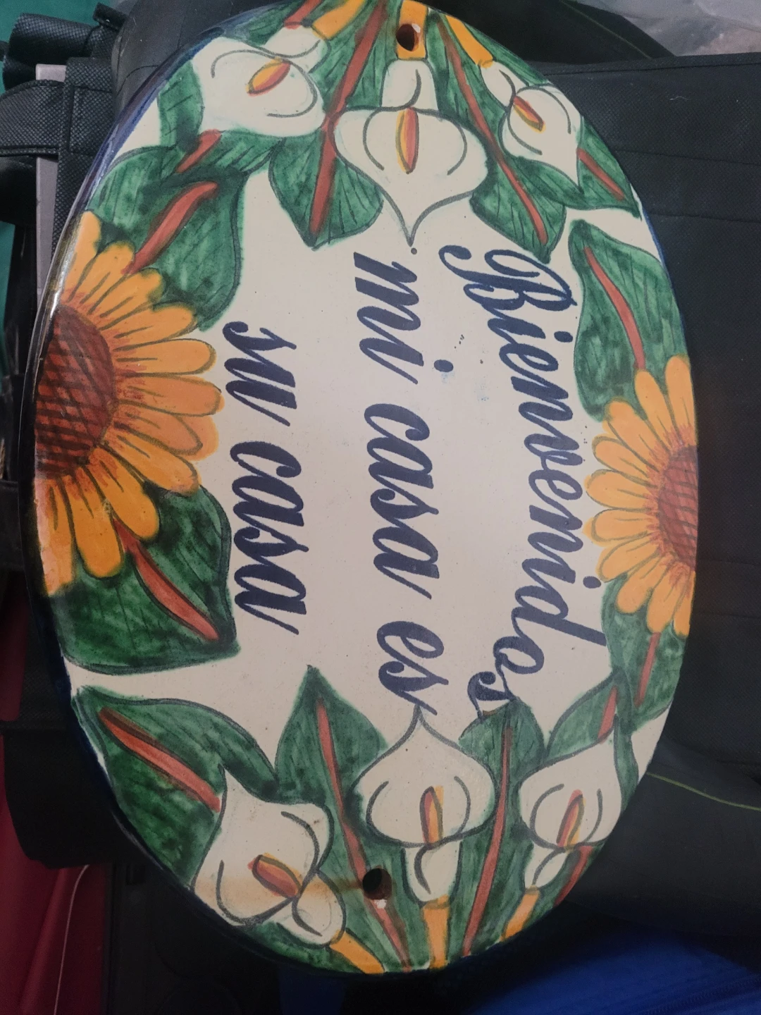 Ceramic Welcome Sign with Floral Design
