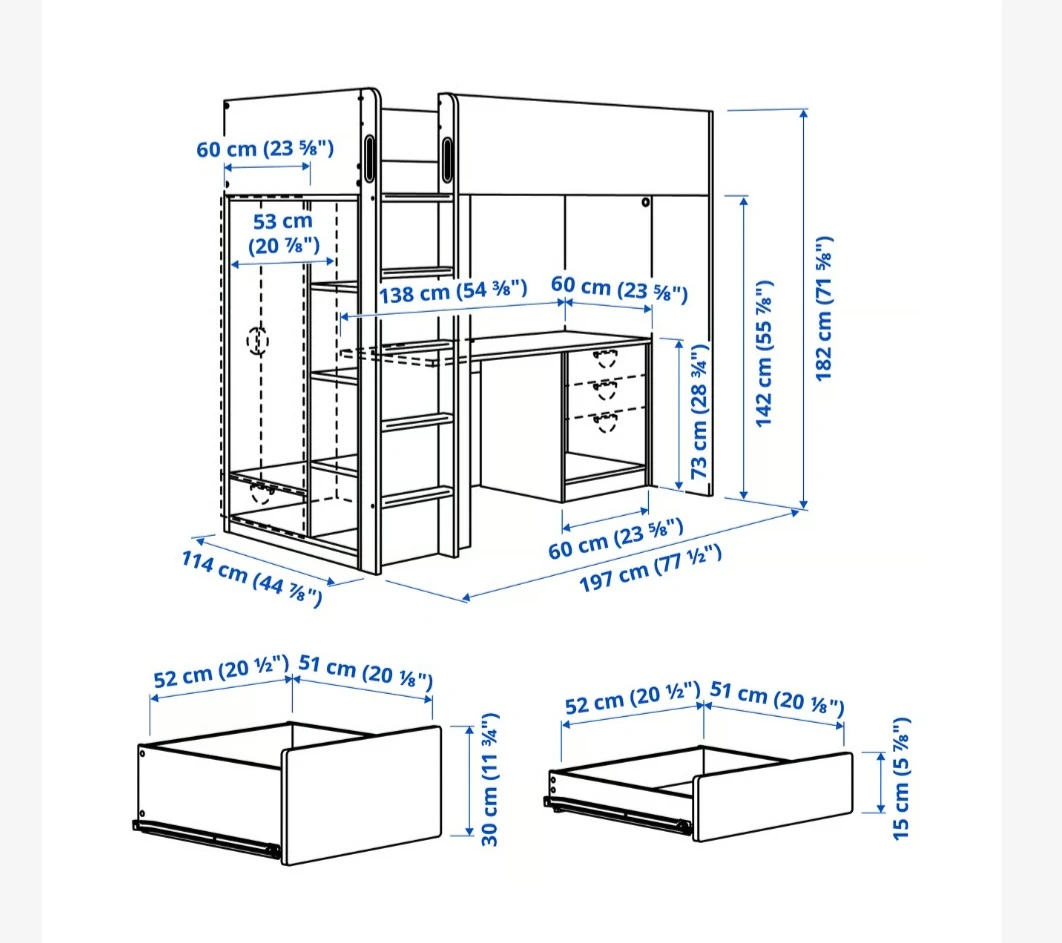 Ikea SMÅSTAD Loft bed, with desk, 4 drawers, Twin - photo 5