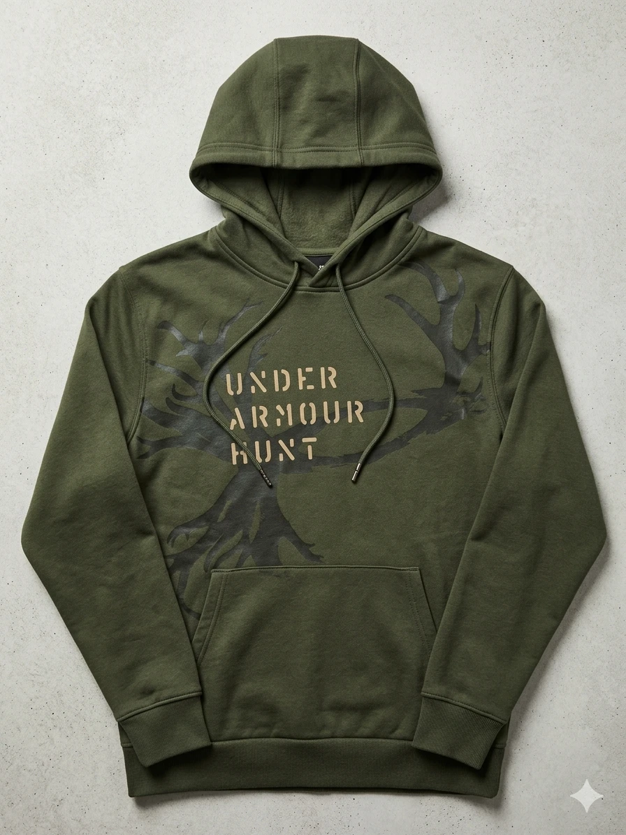 Under Armour Hunt Hoodie Men’s Large Marine OD Green Camo Antler - photo 2