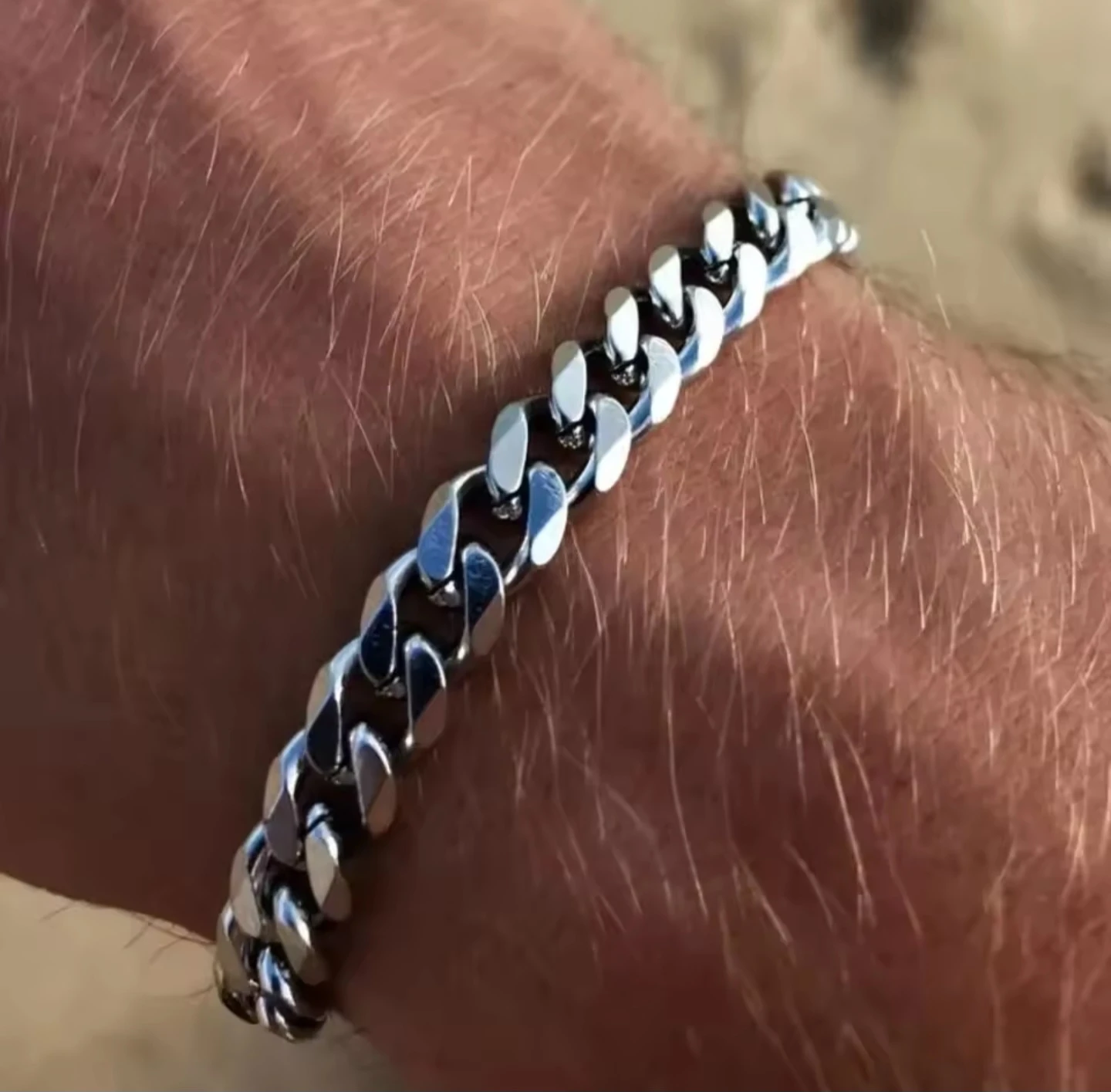 Men's Silver Curb Chain Bracelet