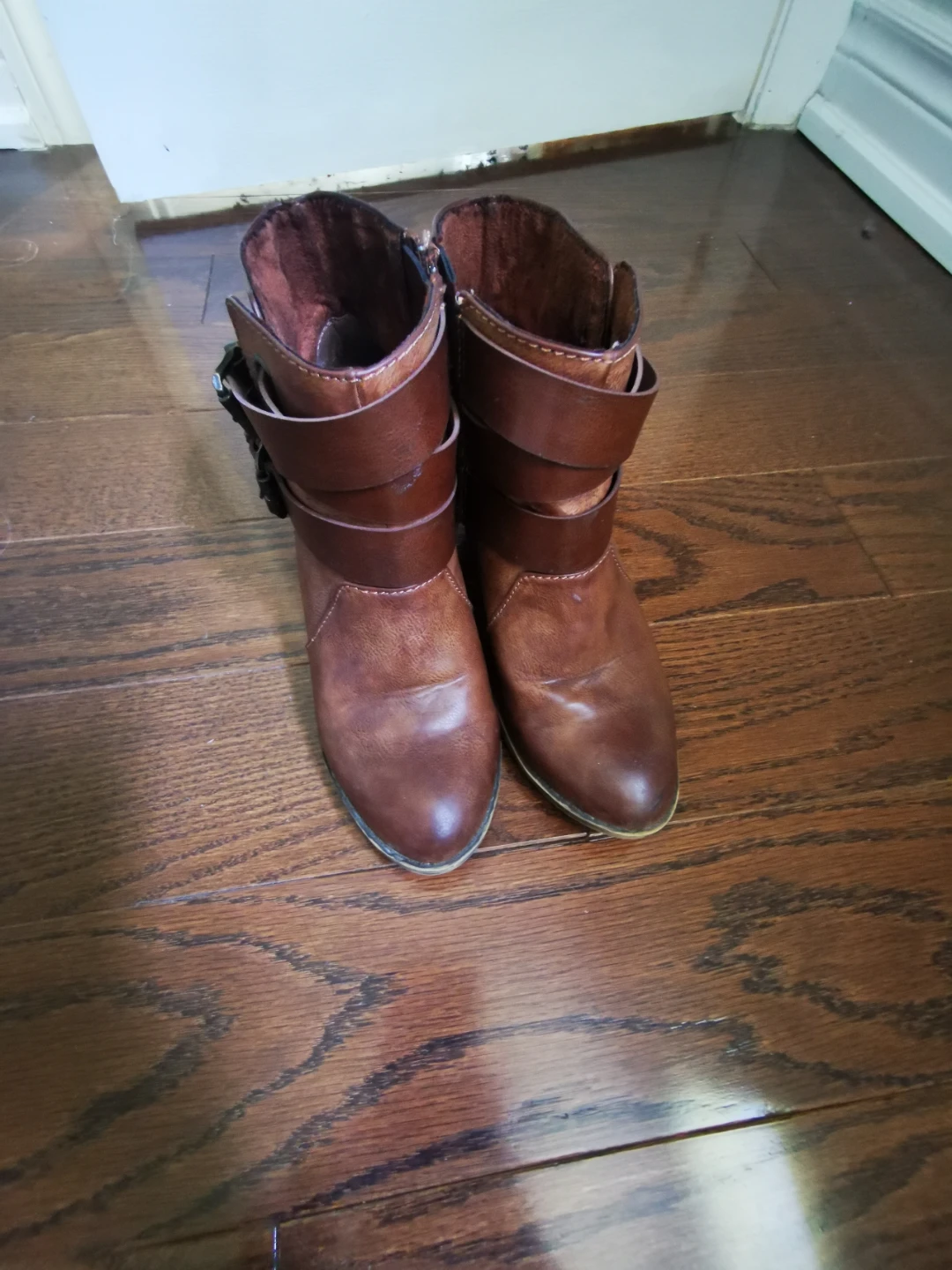 Brown Ankle Boots with Buckle Detail