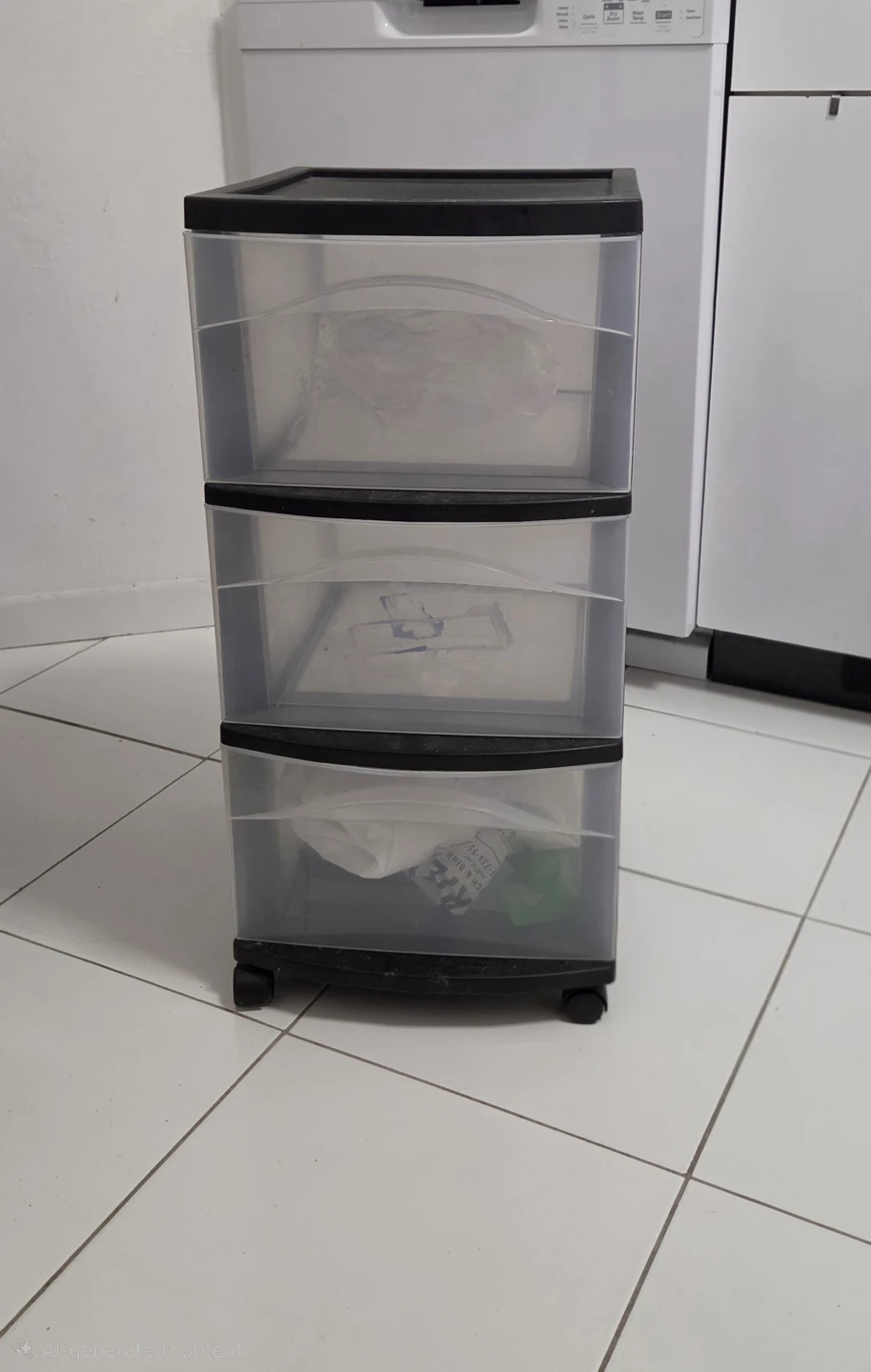 Black 3-Drawer Plastic Storage Cart