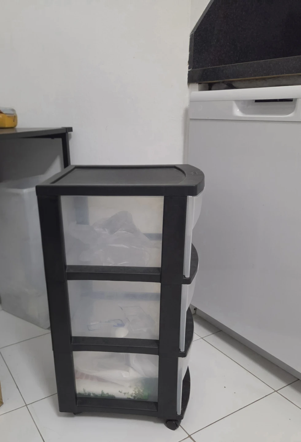 Black 3-Drawer Plastic Storage Cart - photo 2