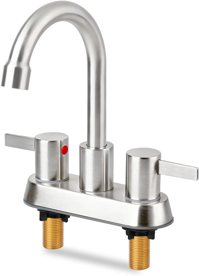 Silver 4 Inch Center Commercial Bar Sink Faucet