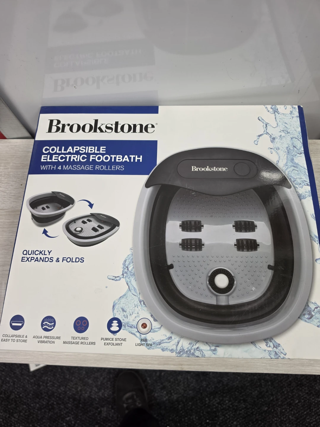 Brookstone Collapsible Electric Footbath with 4 Massage Rollers