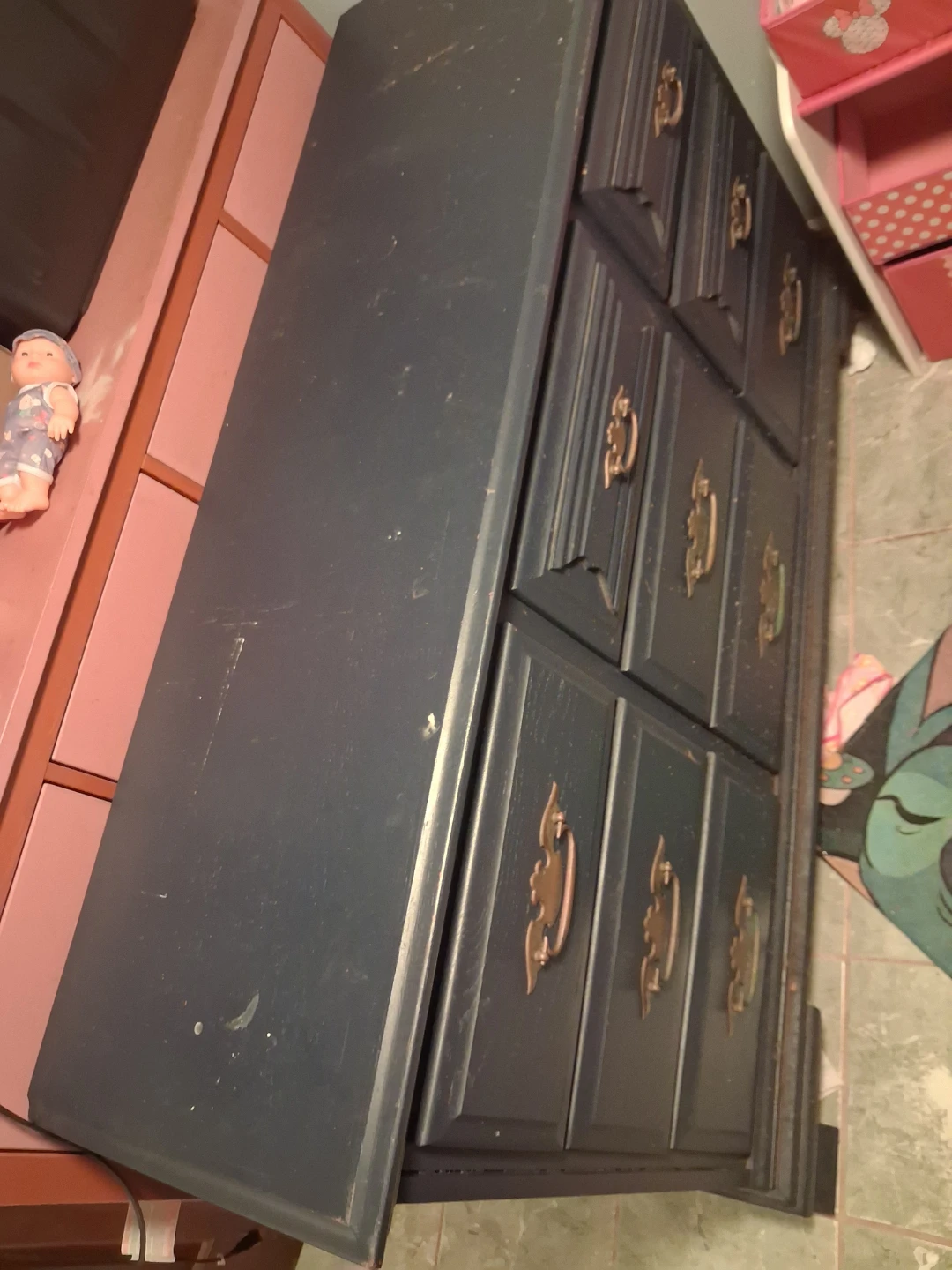 Dark Blue Dresser with 8 Drawers wood - photo 2