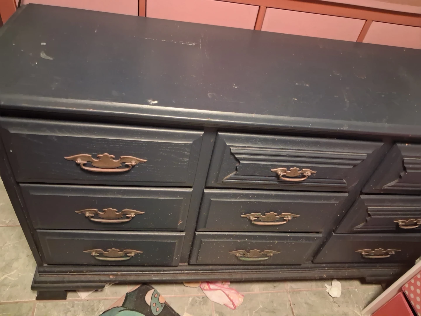 Dark Blue Dresser with 8 Drawers wood - photo 4