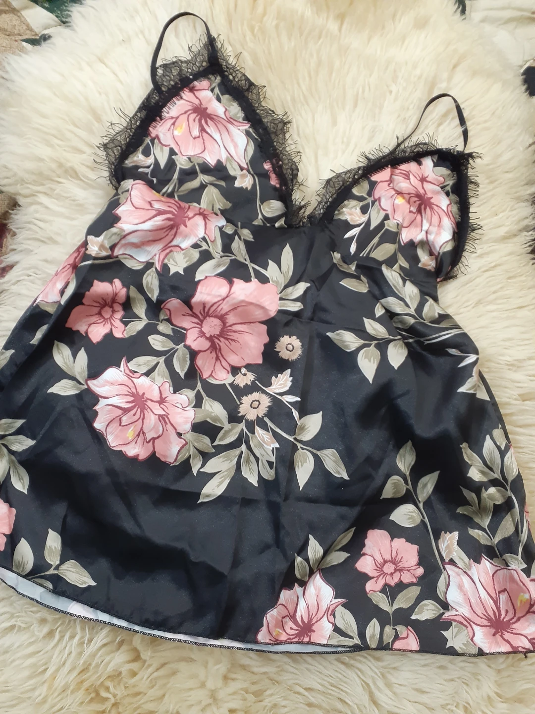 Floral satin cami and pyjama pants set