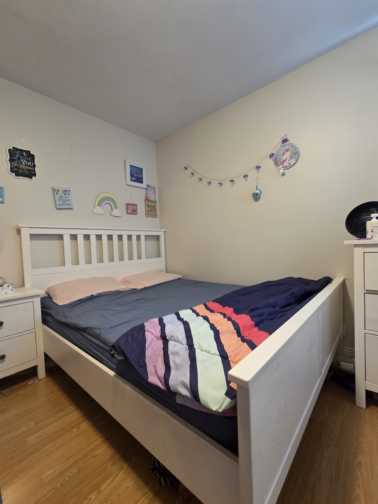 IKEA White Wooden Bed Frame - Queen Size - photo 2