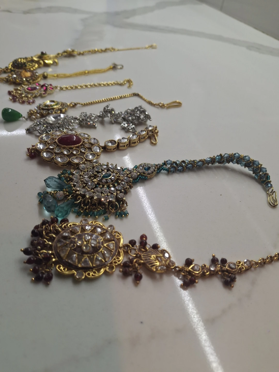 Lot of 7 Indian Maang Tikka Head Jewelry - photo 2