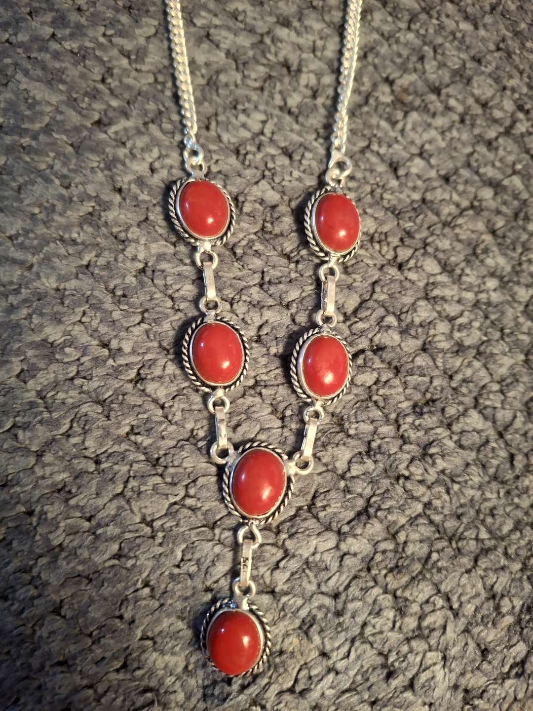 Sterling Silver Red Coral Necklace