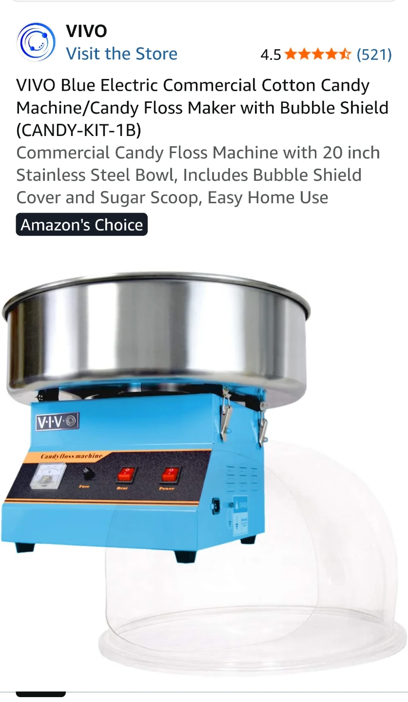 Commercial Cotton Candy Machine with Bubble Shield