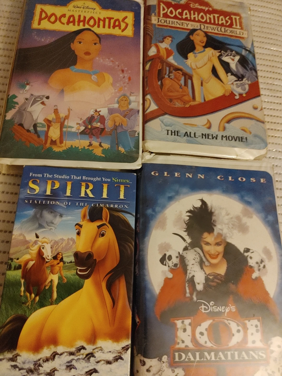 Disney VHS Movies: Pocahontas, 101 Dalmatians, Spirit, Lion King