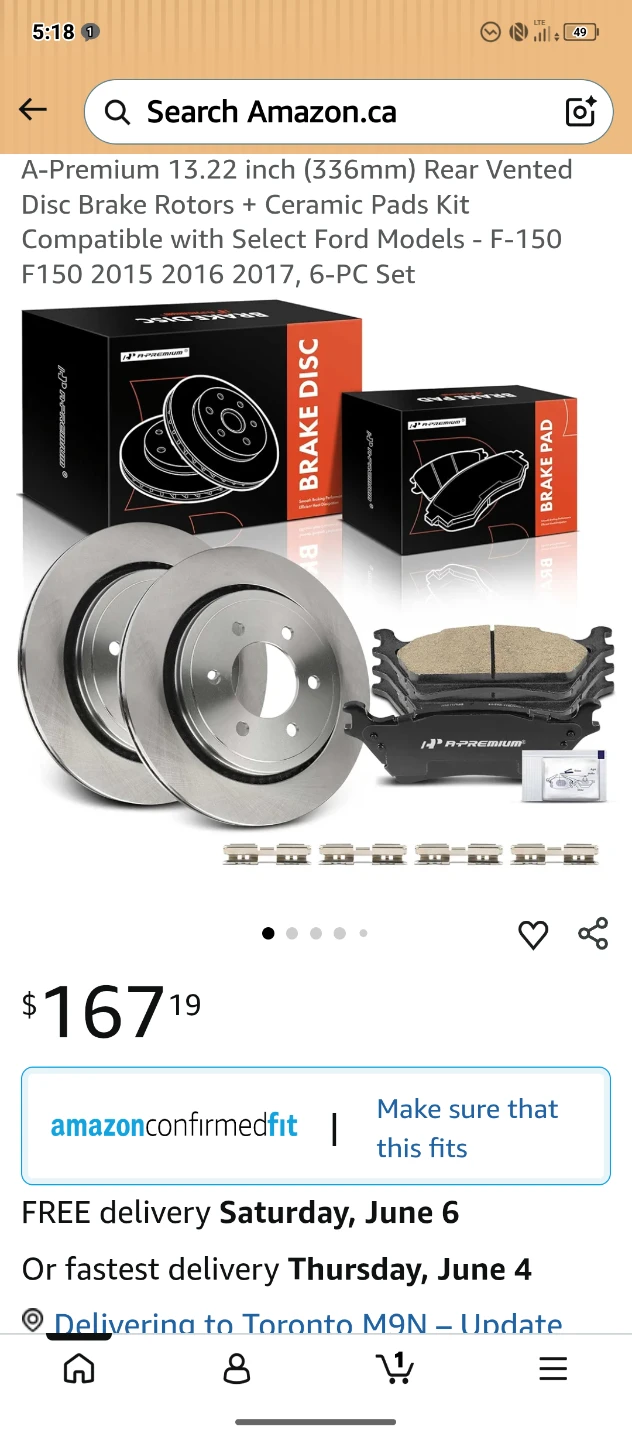 A-Premium Rear Vented Disc Brake Rotors and Ceramic Pads Kit